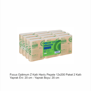 Focus Optimum Z Katlı Havlu Peçete 12x200 Paket 2 Katlı 5 KOLİ