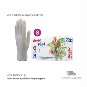 Vinil Pudrasız Muayene Eldiven MDR 100'lük S BEDEN
