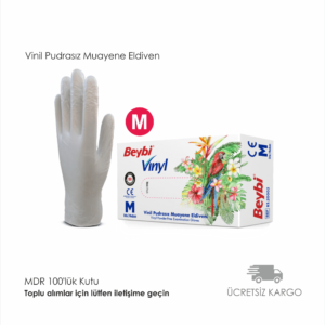 Vinil Pudrasız Muayene Eldiven MDR 100'lük M BEDEN