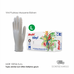 Vinil Pudrasız Muayene Eldiven MDR 100'lük L BEDEN