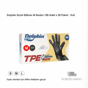 Dolphin Siyah TPE Eldiven M Beden 100 Adet x 20 Paket