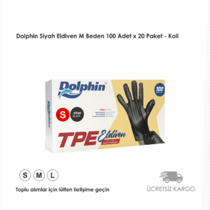 Dolphin Siyah TPE Eldiven S Beden 100 Adet x 20 Paket